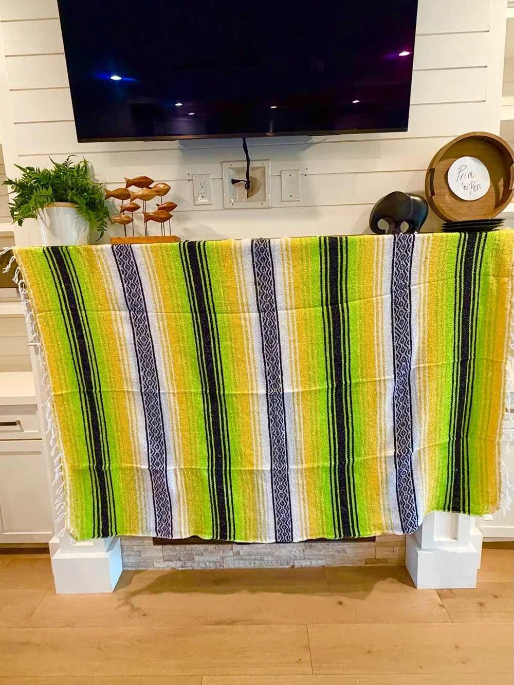 Mexican Falsa Blanket – Striped Woven Fringe Throw
